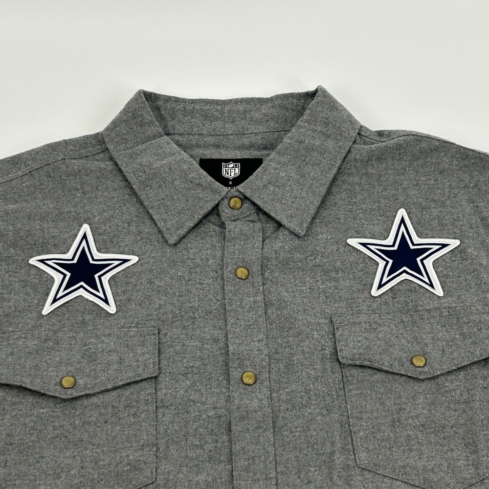 NFL x Darius Rucker Dallas Cowboys Shirt Mens XL Gray Flannel Snap Button Up NEW
